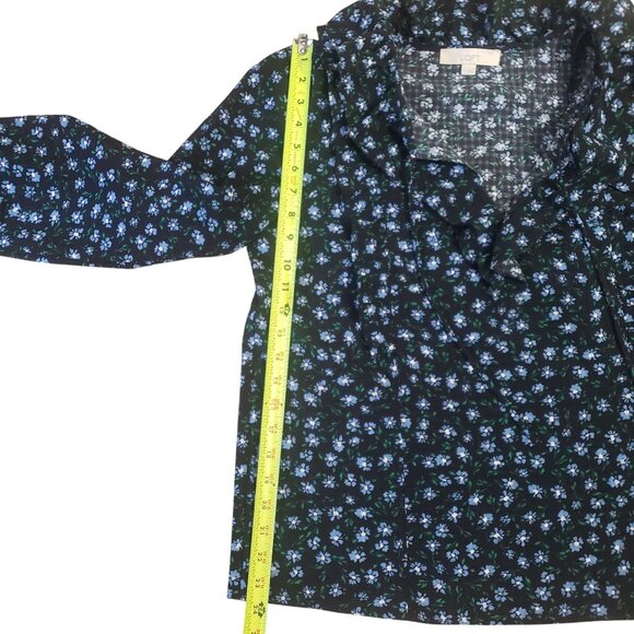 Loft Womens Long Sleeve Blouse Size M Ruffle Floral Boho Cottagecore Peasant - Picture 9 of 10